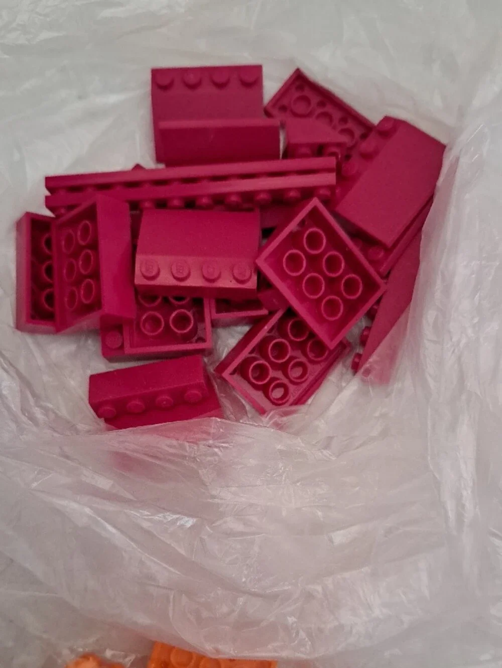 Assorted Pink and Orange Building Bricks Lot LEGO